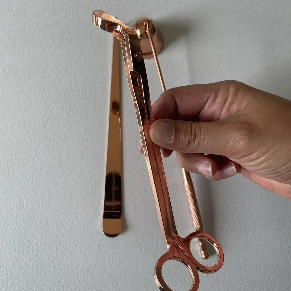 Anthropologie Home Candle Care Kit Rose Gold Snuffer, Wick Trimmer, Set of 3